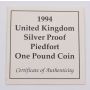 1994 One Pound Piedfort Proof Silver Coin UK with box and COA