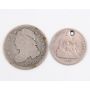 1861 Seated Liberty Half Dime with hole and 1836 Capped Bust Dime 