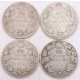 4x 1910 Canada 50 cents 4-coins G/VG