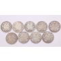 1902-1910 Canada 25c 1902 02H 03 05 06 07 08 09 1910 9-coins VG