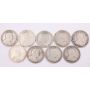 1902-1910 Canada 25c 1902 02H 03 05 06 07 08 09 1910 9-coins VG