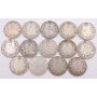 1911 12 13 14 16 17 18 19 20 29 31 32 34 & 1936 Canada 50 cents 14-coins VG-F