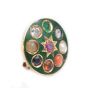 18k gold Brooch Ruby Sapphire Cats eye Emerald Diamond Topaz 