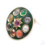 18k gold Brooch Ruby Sapphire Cats eye Emerald Diamond Topaz 