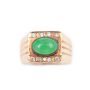 Burmese Jade and Diamonds 14K yg Ring 6.5 grams w