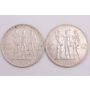 1933 and 1934 Czechoslovakia 20 Korun silver coins 2-coins EF