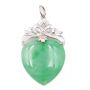 Heart shaped Burmese Jade pendant Rhodium plated 10k gold 