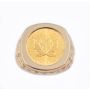 14k Yellow Gold Ring with 1/10 oz Canadian Gold Maple Leaf Coin