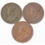 3x 1925 Canada 0ne cent coins 3-damaged coins