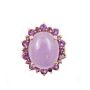 Jadeite deep lavender lively purple cabochon 14K yg Ring