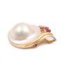 14k Mobe Pearl pendant 20mm round  w/diamonds and Baquette Rubies