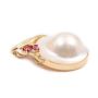 14k Mobe Pearl pendant 20mm round  w/diamonds and Baquette Rubies