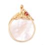 14k Mobe Pearl pendant 20mm round  w/diamonds and Baquette Rubies