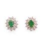 14k Yellow gold 0.90 ct Emerald and Diamond Stud Earrings SI1-I1
