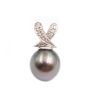 18K White Gold Tahitian Black Pearl and  Diamond Pendant