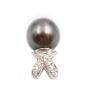 18K White Gold Tahitian Black Pearl and  Diamond Pendant