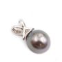 18K White Gold Tahitian Black Pearl and  Diamond Pendant