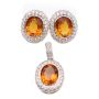 Citrine Earrings Pendant Lively Deep Orange/Gold 18K yg 