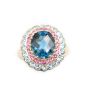 6.22ct Blue Topaz yg ring with 24 pink sapphires 20 blue Topaz a/$2100. Size-8