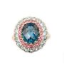 6.22ct Blue Topaz yg ring with 24 pink sapphires 20 blue Topaz a/$2100. Size-8