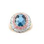 6.22ct Blue Topaz yg ring with 24 pink sapphires 20 blue Topaz a/$2100. Size-8