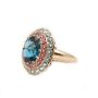 6.22ct Blue Topaz yg ring with 24 pink sapphires 20 blue Topaz a/$2100. Size-8