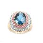 6.22ct Blue Topaz yg ring with 24 pink sapphires 20 blue Topaz a/$2100. Size-8