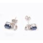 14k White gold 1.02 carat Blue Sapphire and Diamond Stud Earrings 