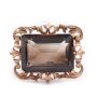 38.58ct faceted step cut Smoky Quartz 9ct rose gold brooch 15.8g 