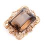 38.58ct faceted step cut Smoky Quartz 9ct rose gold brooch 15.8g 