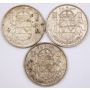 3x 1953 LDNSS Canada 50 cents 3-coins VF+ or better