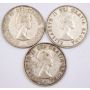 3x 1953 LDNSS Canada 50 cents 3-coins VF+ or better