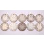 10x 1917 Canada 50 cents 10-coins G/VG
