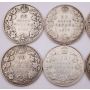 10x 1917 Canada 50 cents 10-coins G/VG