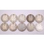 10x 1918 Canada 50 cents 10-coins G/VG