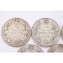 5x 1920 Canada 50 cents 5-coins G/VG