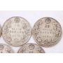 5x 1920 Canada 50 cents 5-coins G/VG