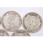 5x 1920 Canada 50 cents 5-coins G/VG