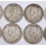 10x 1929 Canada 50 cents 10-coins G to VG+