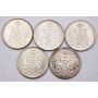 5x 1959 Canada 50 cents 5-coins UNC to Choice UNC