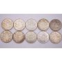 10x 1952 Canada 50 cents 10-coins EF to AU