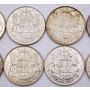 10x 1952 Canada 50 cents 10-coins EF to AU