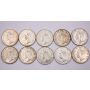 10x 1952 Canada 50 cents 10-coins EF to AU