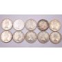 10x 1953 SDNSF Canada 50 cents 10-coins EF+ to Choice AU