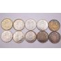 10x 1956 and 1957 Canada 50 cents 4x1956 6x1957 10-coins Choice AU+