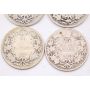 1902 1902H 1905 1908 Canada 25 cents 4-coins AG
