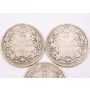 1902 1902H and 1903 Canada 25 cents 3-coins VG