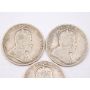 1902 1902H and 1903 Canada 25 cents 3-coins VG