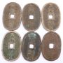c1835-1870 Japan 100 Mon Tempo Tsuho 6-coins circulated