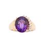 14 Karat Birks Yellow Gold Ladies Amethyst and Diamond Ring 